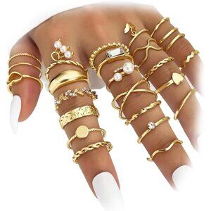 Women's Vintage Stackable Joint Finger Midi Rings Dainty Cubic Zirconia Crystal
